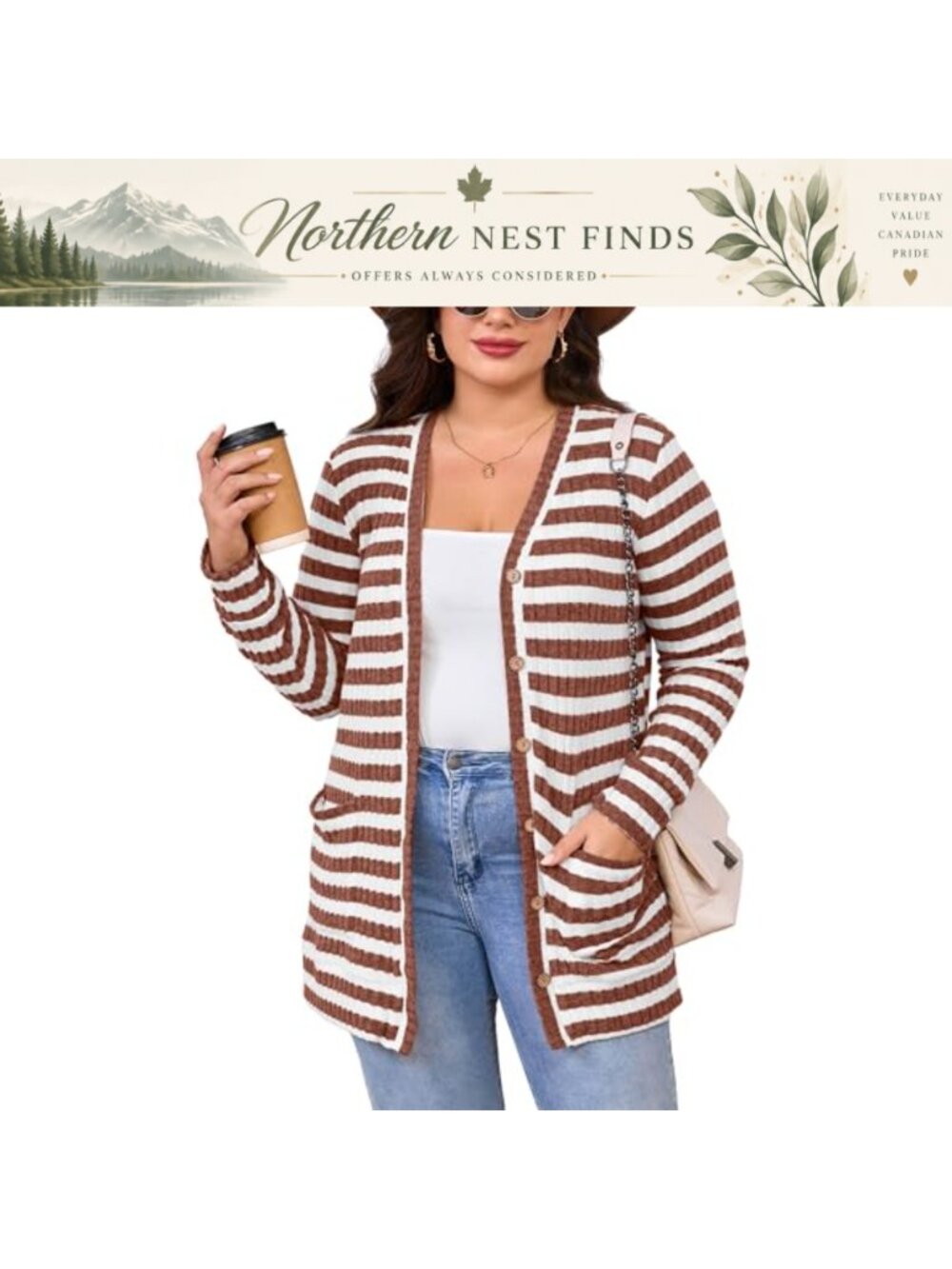 Plus Size Open Front Cardigan Button Down Long Sleeve Lightweight Sweater with